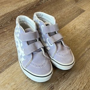 Purple Velcro checkered girls vans